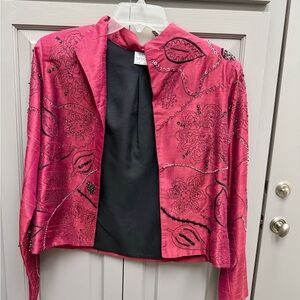 Chic Pink Embellished Women's Blazer